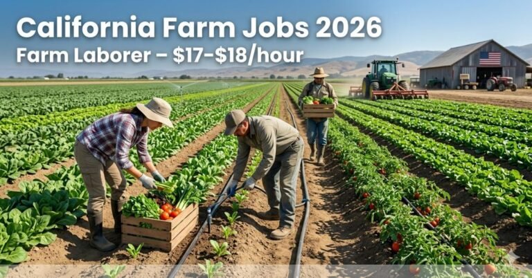 California Farm Laborer Jobs 2026 – $17–$18/hour Agricultural Work Opportunity