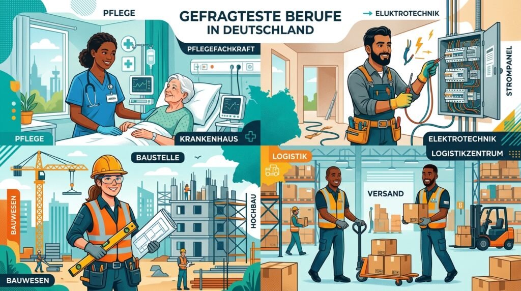 Germany Opportunity Card 2026: Work Abroad, No Job Offer 3 Diverse workers in job sectors 202606301813 1