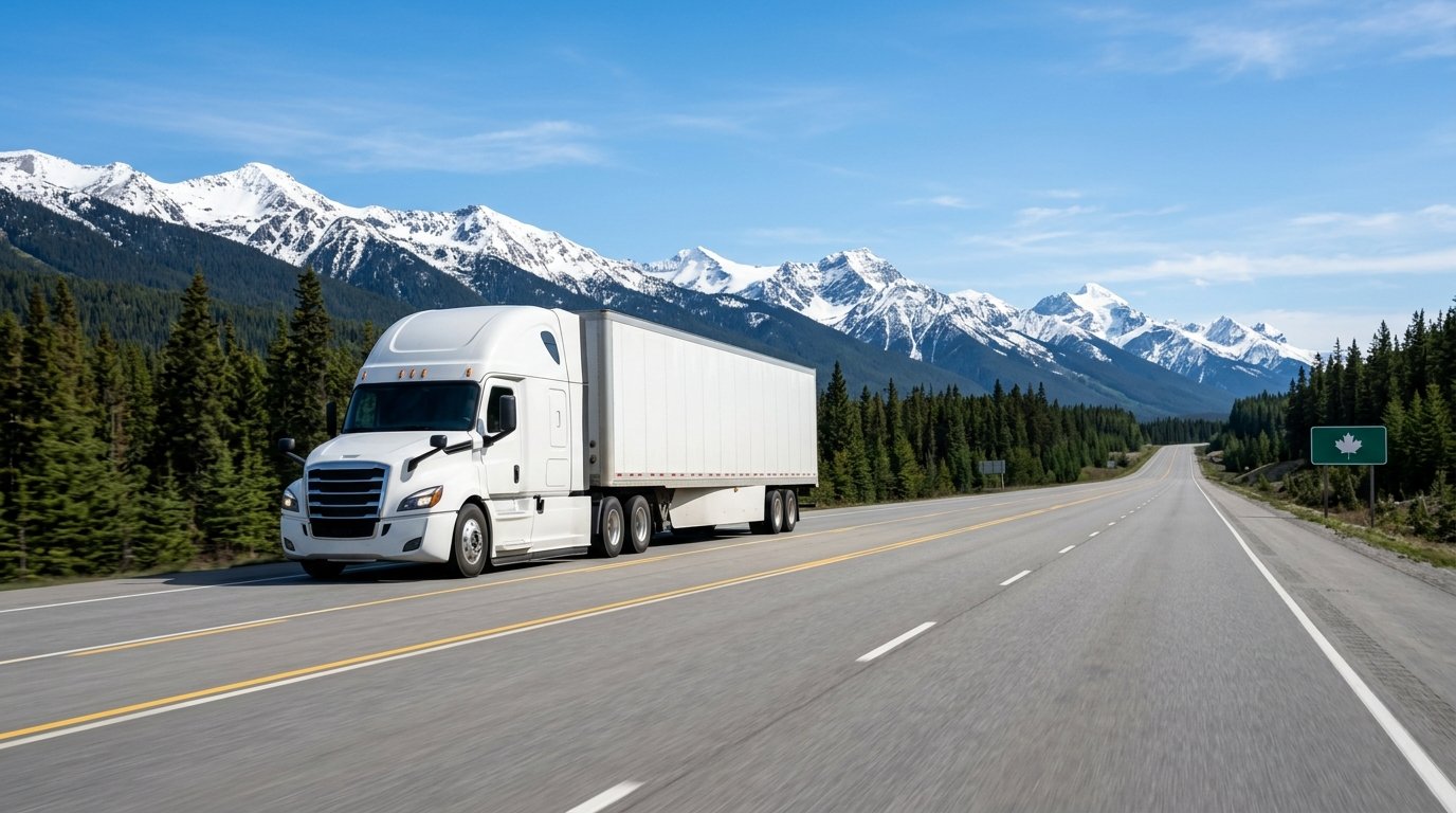 Truck driver jobs in Canada with visa sponsorship 2026 on an open Canadian highway