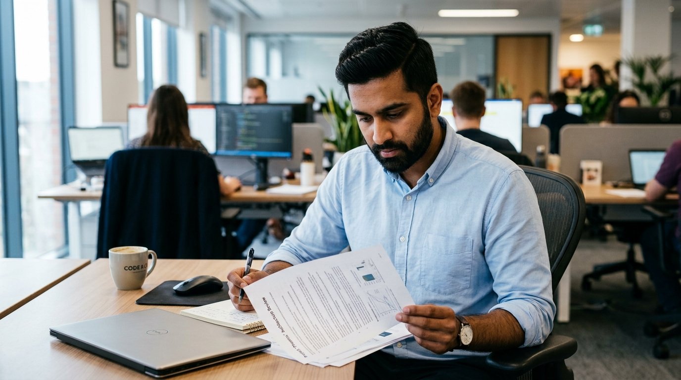 H-1B worker reviewing extension paperwork under the H-1B extension fee 2026 rule