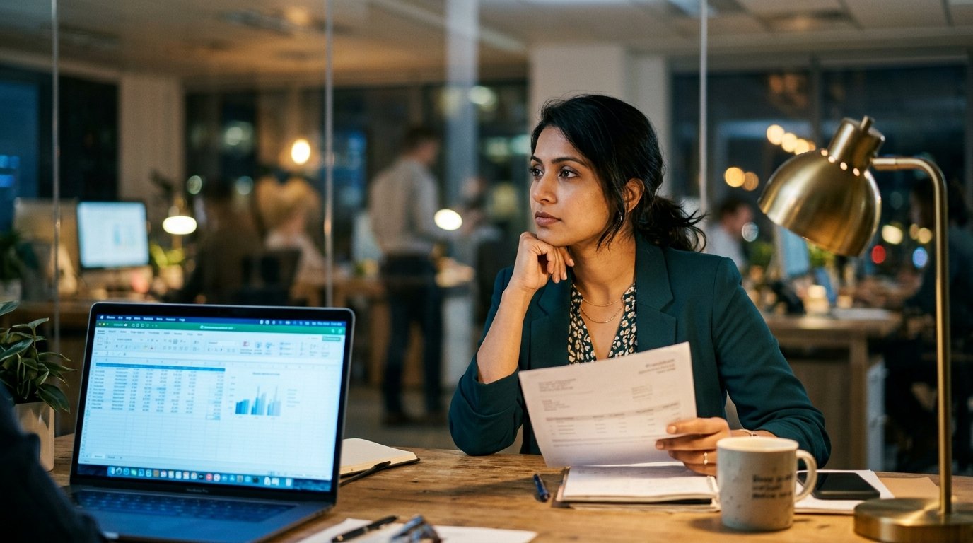 H-1B worker reviewing salary documents ahead of the H-1B prevailing wage rule