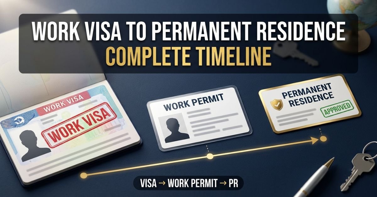 citizenship after a work visa with visa, work permit and passport documents