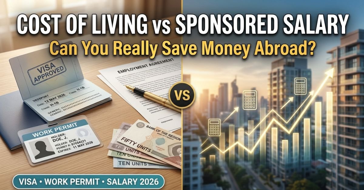 Cost of living vs sponsored salary — visa approval, work permit card and salary comparison abroad