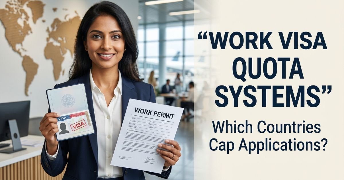 Work visa and work permit documents for an article about country quota systems