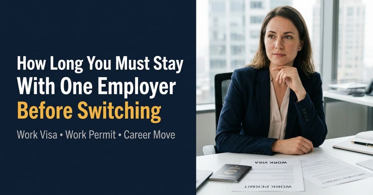 Switching employers while reviewing a new employment offer and work-permit documents.