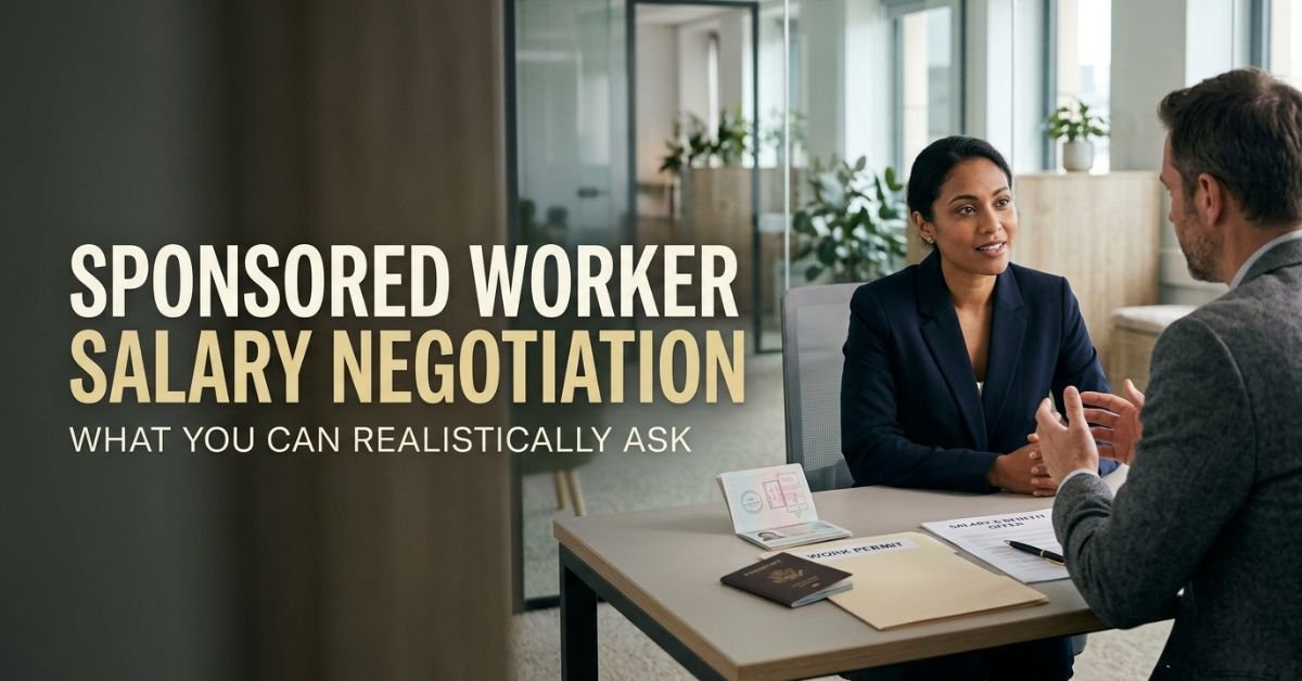 Sponsored worker discussing a job offer with a recruiter